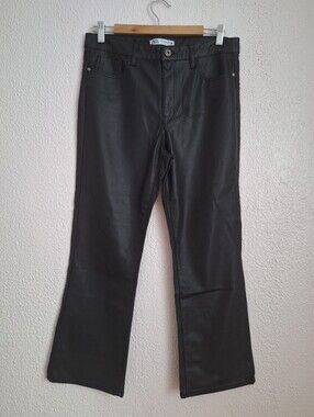 Zara Women’s Black Faux Leather Jeans